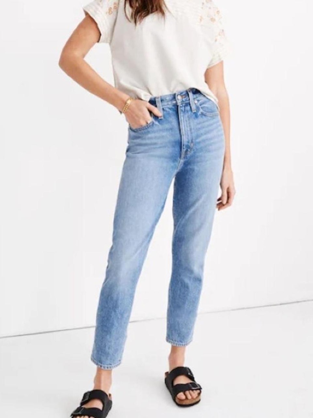 Madewell mom jeans High-Rise Straight Jeans in Light Blue Denim